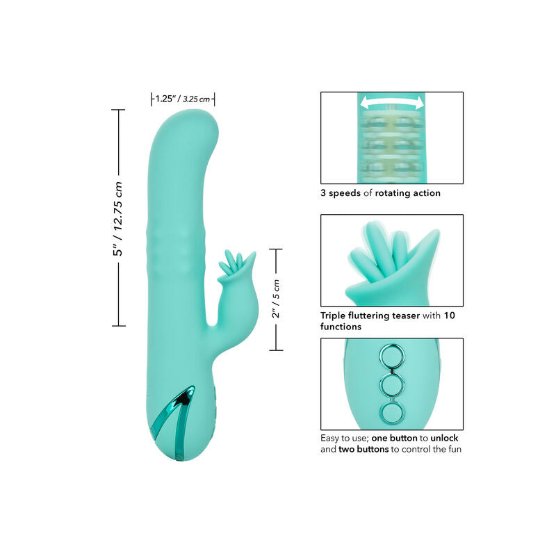 Vibrador com Rotação e Estimulador de Clitóris Bel Air Bombshell Verde Claro