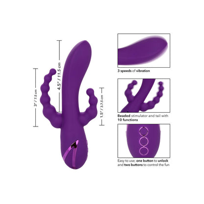Vibrador de Tripla Ação Long Beach Bootylicious Roxo