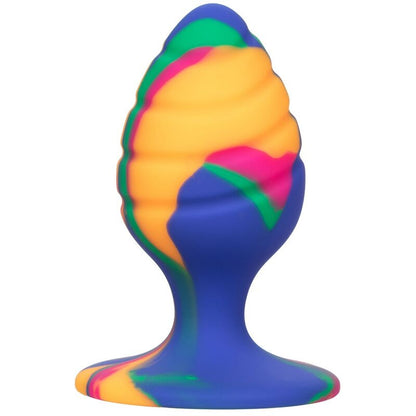 Plug Anal Médio em Silicone com Design Redemoinho e Ventosa