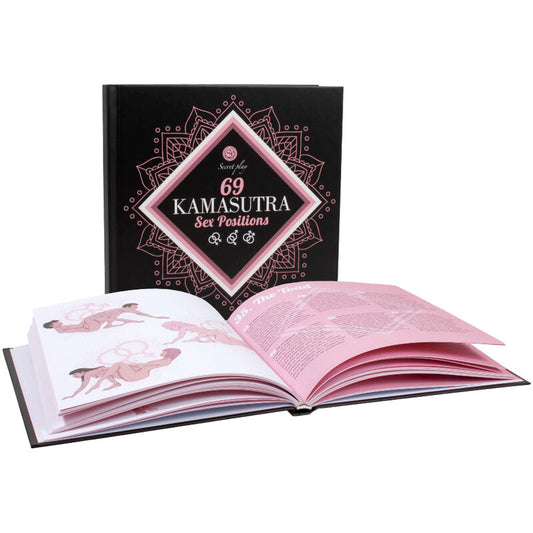 Capa do livro SECRETPLAY Livro de Posições Sexuais Kamasutra Multi-idiomas, mostrando ilustrações de posições e títulos.