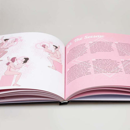 Capa do livro SECRETPLAY Livro de Posições Sexuais Kamasutra Multi-idiomas, mostrando ilustrações de posições e títulos.