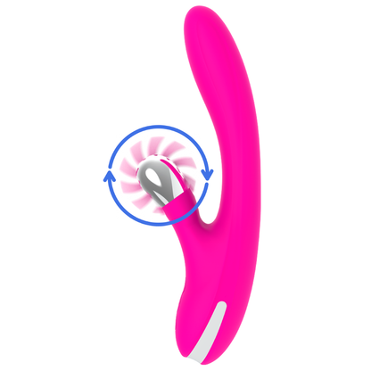 Close-up do Vibrador DIVERSIA Ondas do Coelho 24 CM, destacando o design ergonómico e o estimulador clitoriano.
