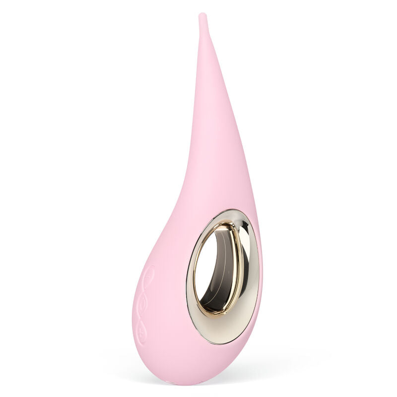 Close-up do LELO Estimulador de Clitóris DOT Rosa, mostrando seu design ergonômico e acabamento em silicone.