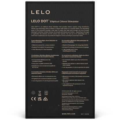 Detalhe do estimulador clitoriano LELO DOT Aqua, mostrando seu design ergonômico e acabamento em silicone.