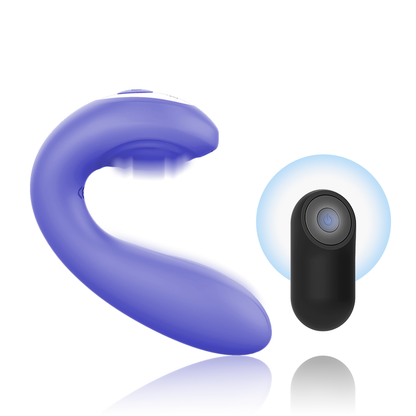 Close-up do vibrador MR BOSS Josef para casais, com controle remoto e detalhes em silicone.