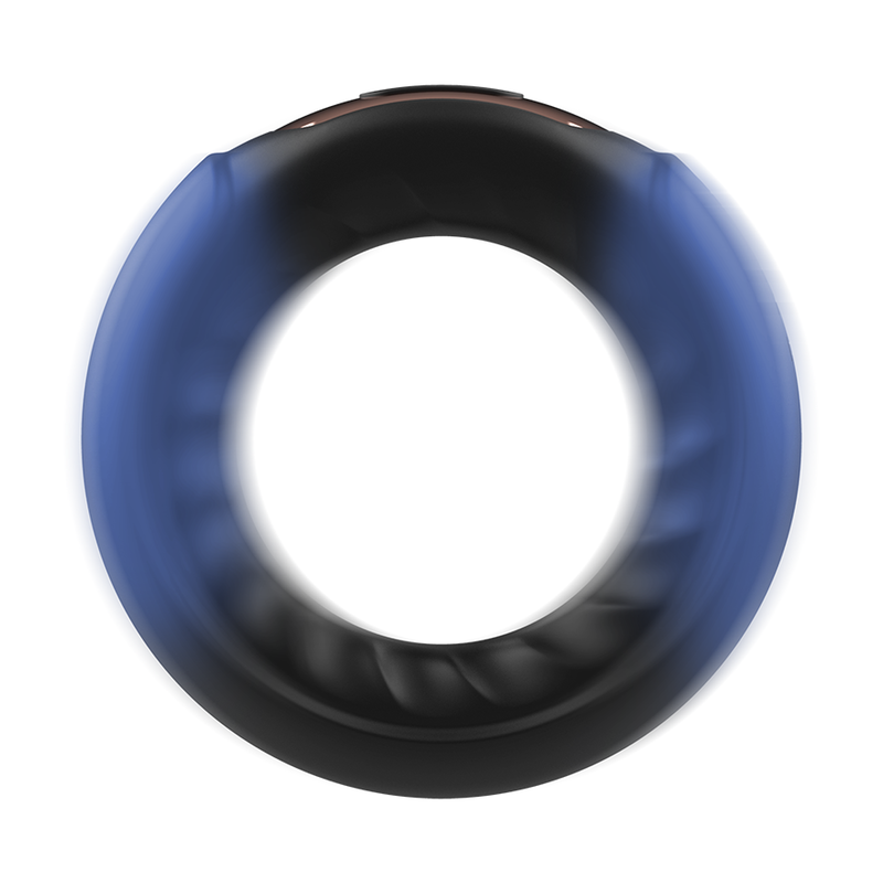 Anel Vibrador ANBIGUO Adriano em silicone preto, com detalhes vibratórios e design ergonómico.