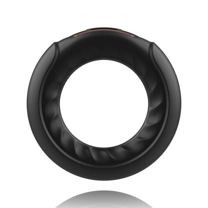 Anel Vibrador ANBIGUO Adriano em silicone preto, com detalhes vibratórios e design ergonómico.