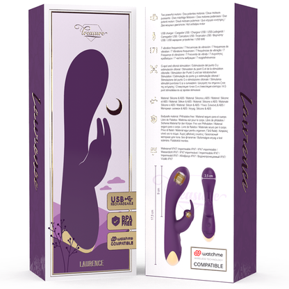 Vibrador rabbit Treasure Laurence com tecnologia Watchme e estimulação dupla.