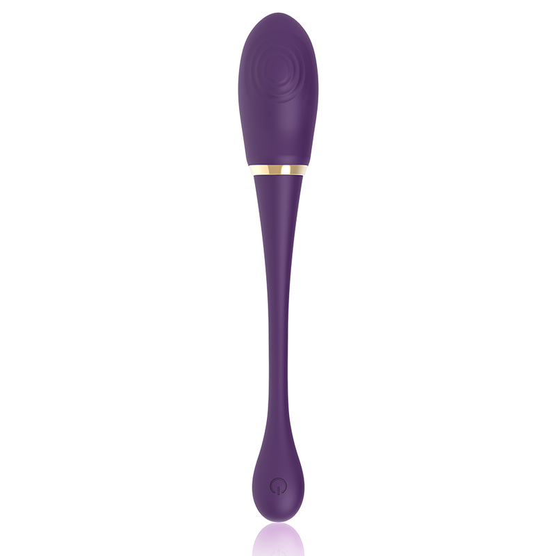 Close-up do vibrador duplo TREASURE Merlin com controle remoto, mostrando seu design ergonômico e silicone macio.