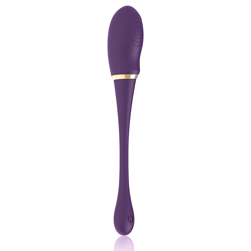 Close-up do vibrador duplo TREASURE Merlin com controle remoto, mostrando seu design ergonômico e silicone macio.