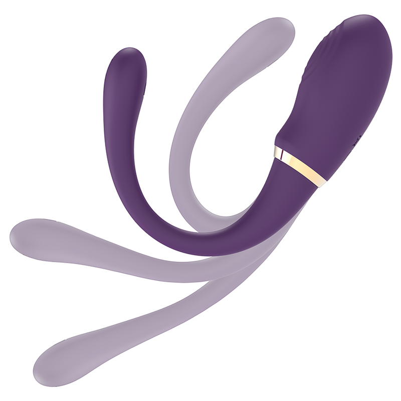 Close-up do vibrador duplo TREASURE Merlin com controle remoto, mostrando seu design ergonômico e silicone macio.