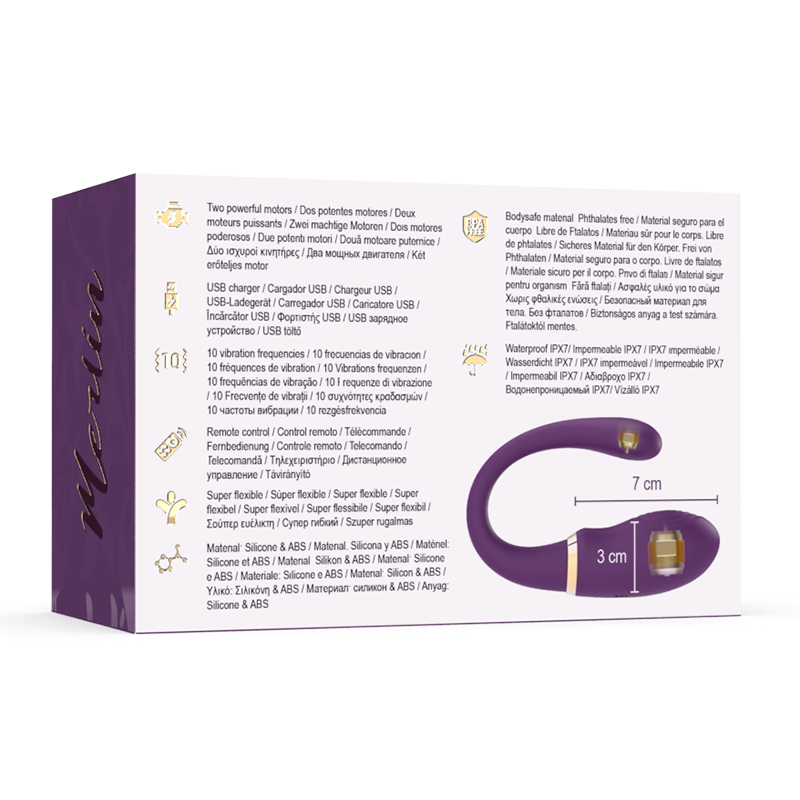 Close-up do vibrador duplo TREASURE Merlin com controle remoto, mostrando seu design ergonômico e silicone macio.