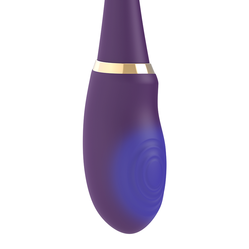 Close-up do vibrador duplo TREASURE Merlin com controle remoto, mostrando seu design ergonômico e silicone macio.