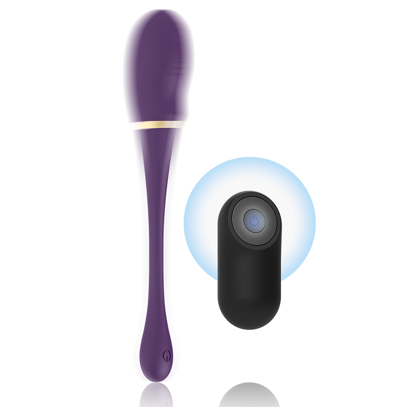 Close-up do vibrador duplo TREASURE Merlin com controle remoto, mostrando seu design ergonômico e silicone macio.