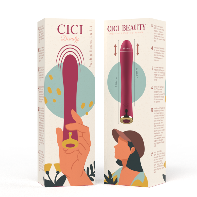 CICI BEAUTY Vibrador Bala Premium Silicone Recarregável Ultra Potente, destacando seu design elegante e compacto