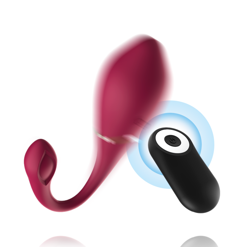Close-up do Vibrador Egg CICI BEAUTY de silicone premium com controle remoto, destacando seu design ergonômico.