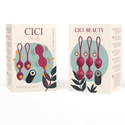 Close-up das CICI BEAUTY Bolas Vibratórias de Kegel Premium Silicone com Controlo Remoto, destacando o seu design e textura.