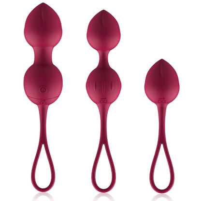 Close-up das CICI BEAUTY Bolas Vibratórias de Kegel Premium Silicone com Controlo Remoto, destacando o seu design e textura.