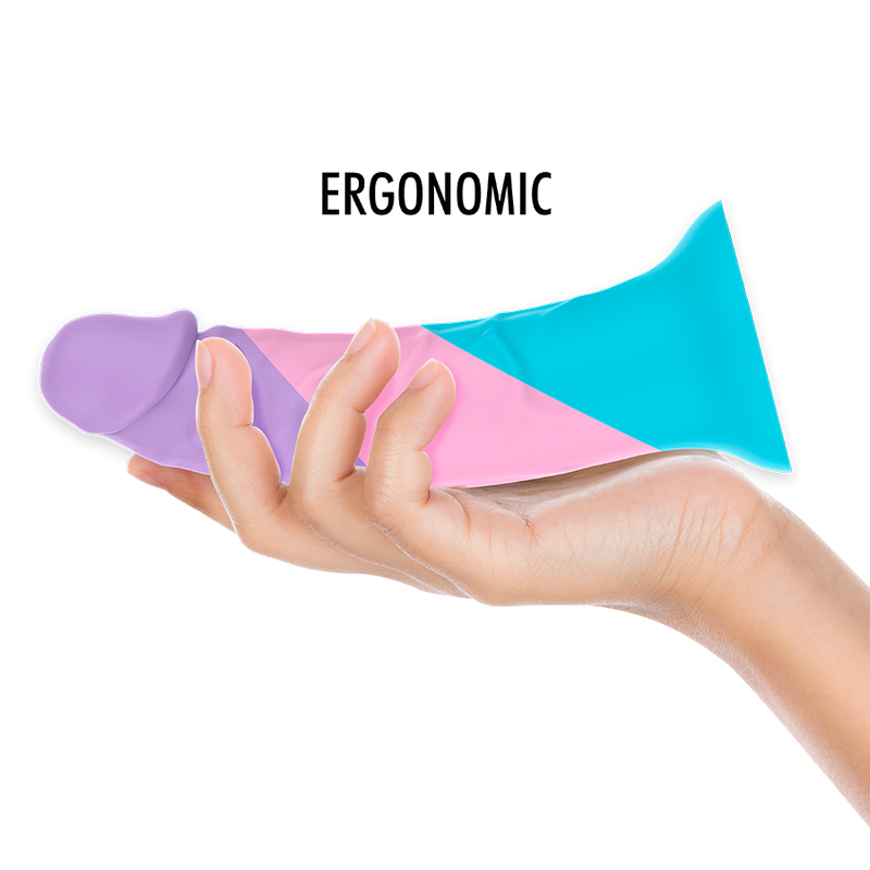 Close-up do Dildo MYTHOLOGY Asher Pastel, destacando o seu design ergonómico e textura suave de silicone.