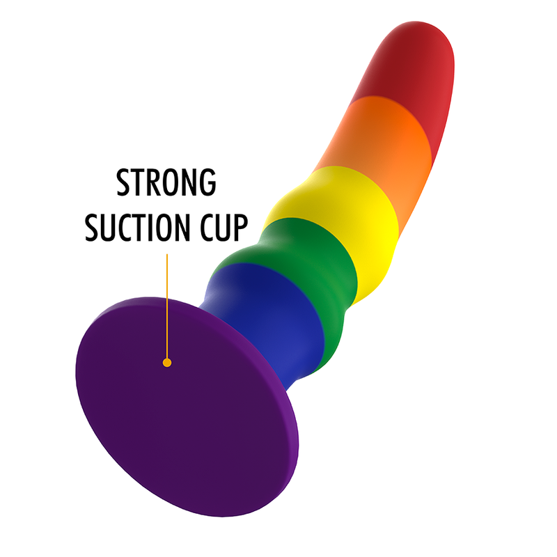 Close-up of the MYTHOLOGY Kuno Pride Dildo Vibratório M, showing its unique design and silicone texture.