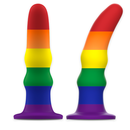 Close-up of the MYTHOLOGY Kuno Pride Dildo Vibratório M, showing its unique design and silicone texture.