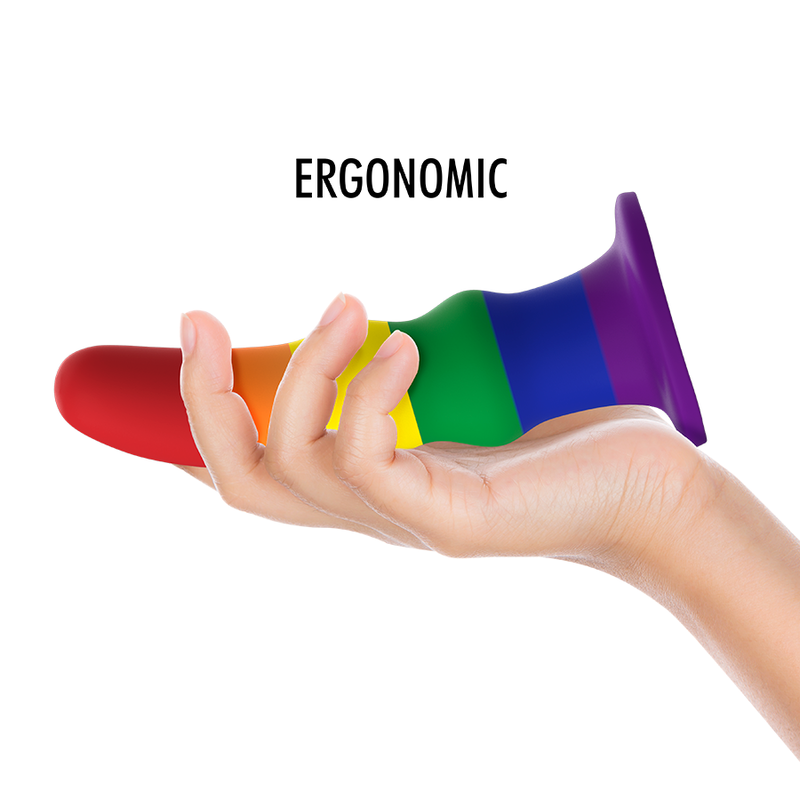 Close-up of the MYTHOLOGY Kuno Pride Dildo Vibratório M, showing its unique design and silicone texture.
