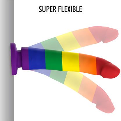 Imagem do Dildo MYTHOLOGY Devon Pride L, destacando seu design único em silicone macio e base de sucção.