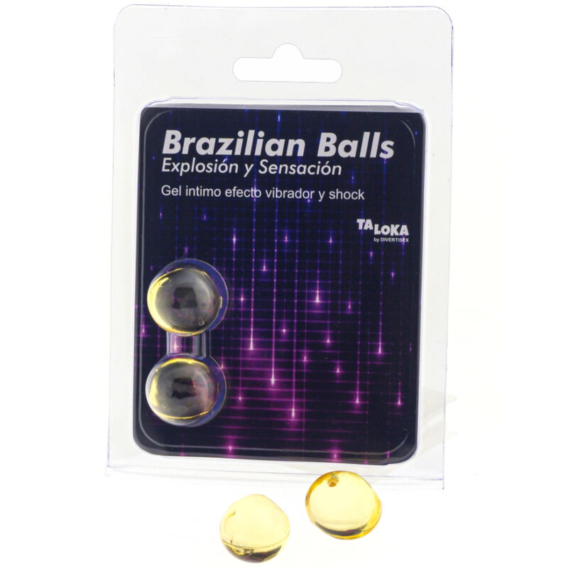 Bolas Brasileiras TALOKA com gel vibrante e efeito de choque para massagens eróticas.
