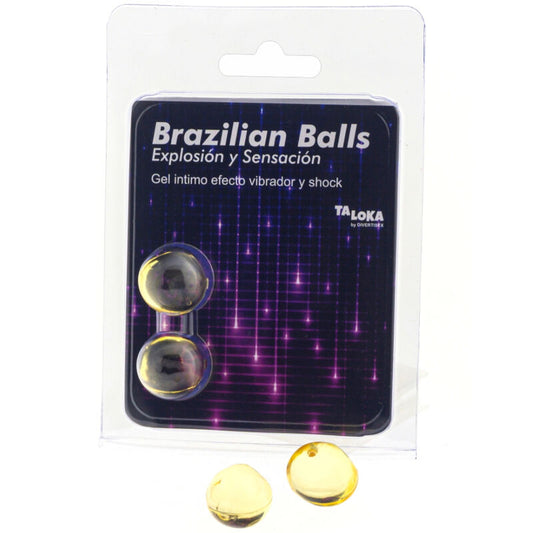 Bolas Brasileiras TALOKA com gel vibrante e efeito de choque para massagens eróticas.