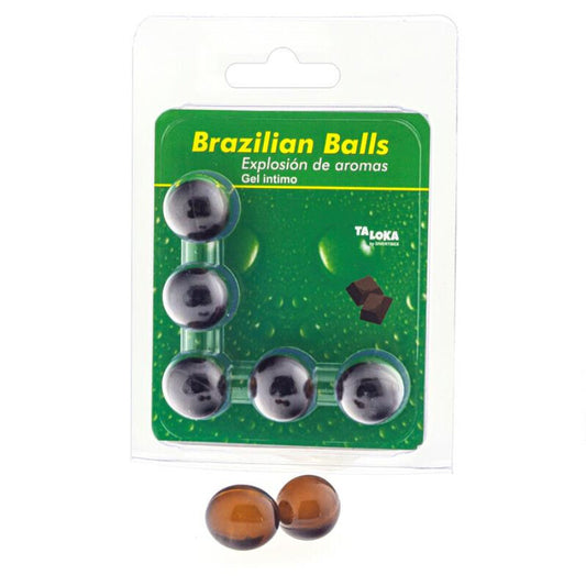 TALOKA Bolas Brasileiras Gel Íntimo Aroma Chocolate 5 Unidades para prazer e massagem sensorial.