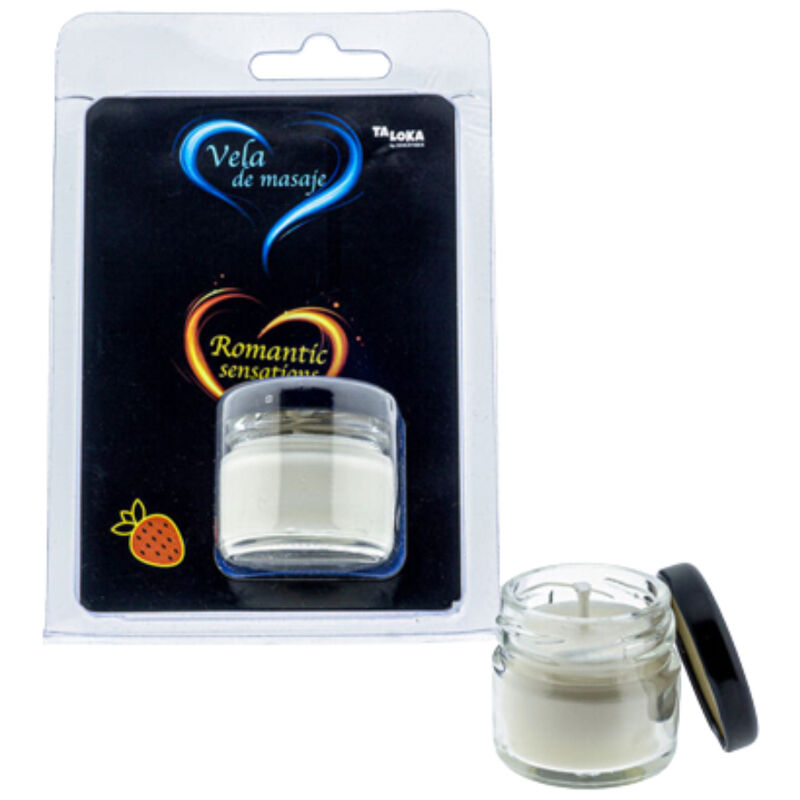 Vela de Massagem TALOKA Morango 30ml com óleo quente para massagem sensual.