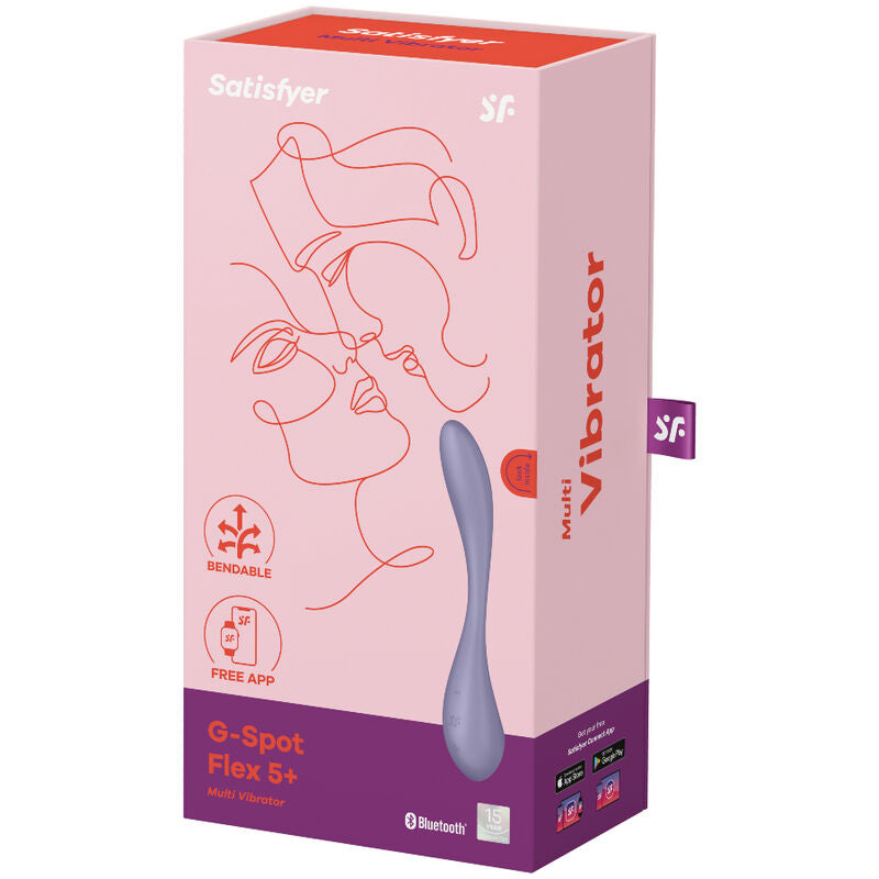 Satisfyer Multi Vibrador G-Spot Flex 5 Azul, mostrando design flexível e controlo via app.