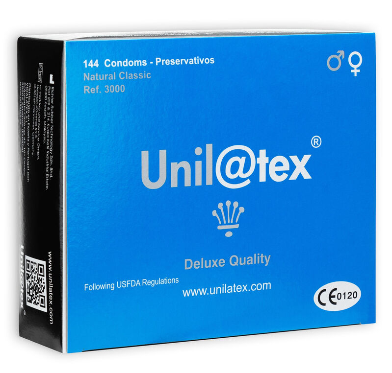 UNILATEX Preservativos Naturais 144 Unidades pack para sexo seguro