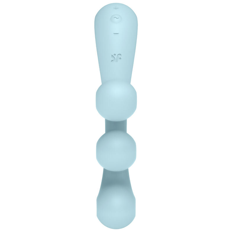 Close-up of the Satisfyer Multivibrador Tri Ball 2 Azul, highlighting its flexible design and three stimulation balls.