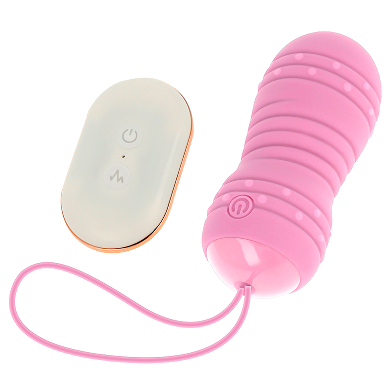 Close-up of the OHMAMA Ovo Vibratório com Controle Remoto Rosa, showing its smooth silicone texture and compact design.