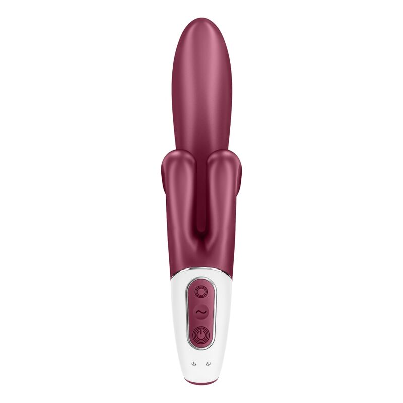 Close-up of the Satisfyer Touch Me Vibrador Coelho Dupla Estimulação Vermelho showing its unique design and features.