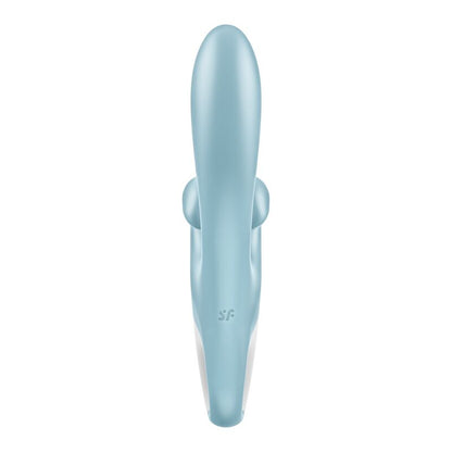 Close-up do Vibrador Coelho Satisfyer Touch Me Azul, destacando o design ergonómico e o estimulador clitoriano.