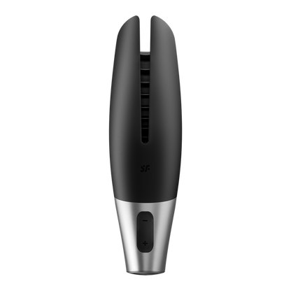 Satisfyer Masturbador Power Preto, mostrando a forma flexível e detalhes do design.