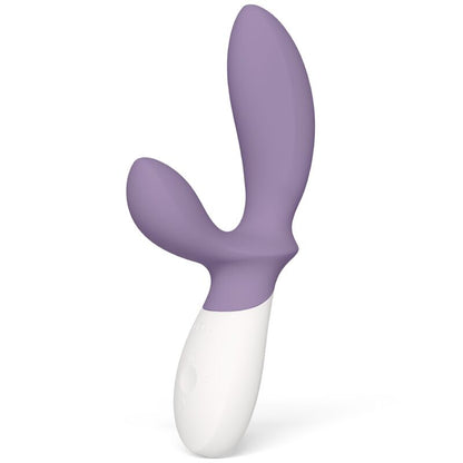 Close-up do LELO Loki Wave 2 Massageador Prostático Vibratório com Movimento Ondulatório na cor violeta, mostrando seu design ergonômico e silicone liso.