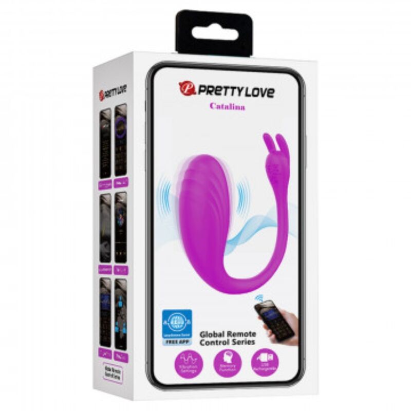 Vibrador Pretty Love Catalina violeta controlado por aplicação para prazer individual ou a dois.
