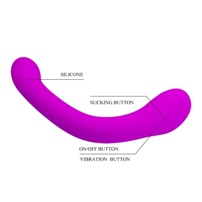 Close-up of the PRETTY LOVE Vibrador Alex com Sucção Clitoriana e Ponto G Lilás showing its flexible design and dual stimulation features.