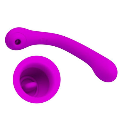 Close-up of the PRETTY LOVE Vibrador Alex com Sucção Clitoriana e Ponto G Lilás showing its flexible design and dual stimulation features.