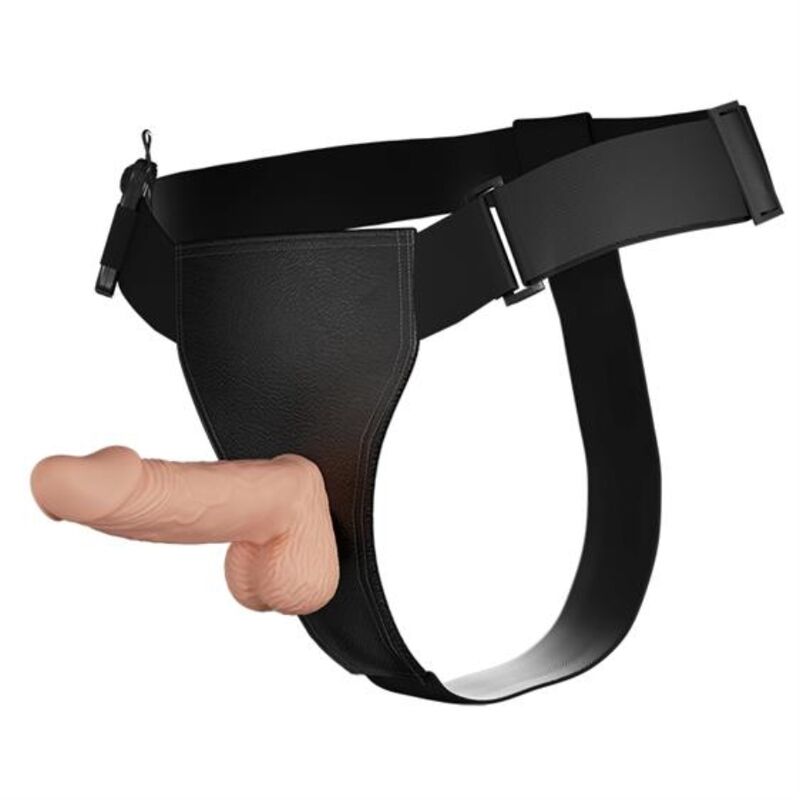 Arnês Strap-On BAILE com dildo realista de 19.4 CM e alças ajustáveis, em cor natural.
