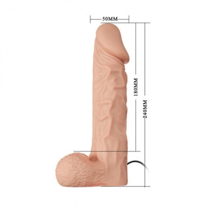 Close-up of the BAILE Arnês Vibratório Ultrapassionate 24cm Ajustável Natural, showing its adjustable harness and realistic flexible vibrator.