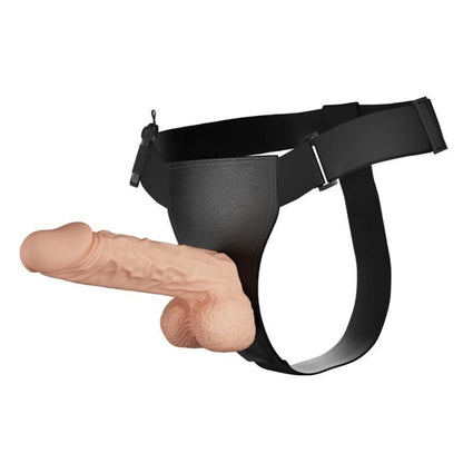 Close-up of the BAILE Arnês Vibratório Ultrapassionate 24cm Ajustável Natural, showing its adjustable harness and realistic flexible vibrator.