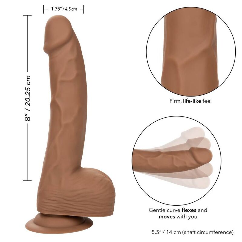 Dildo de Silicone Realista 20.32 cm Castanho