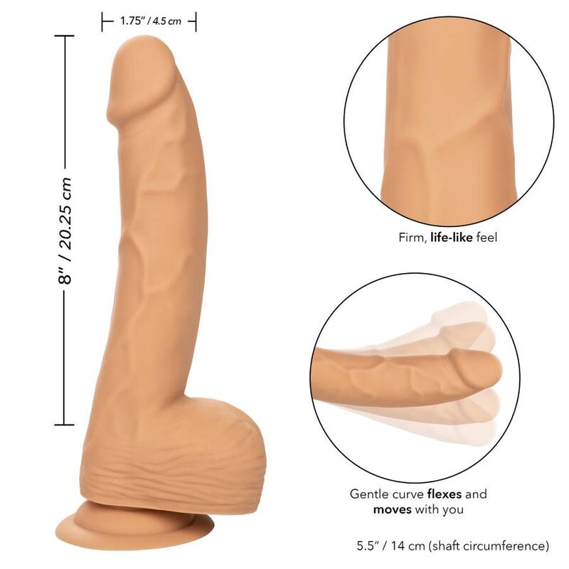Dildo Realista de Silicone com Pinos 20.32 cm Cor de Pele