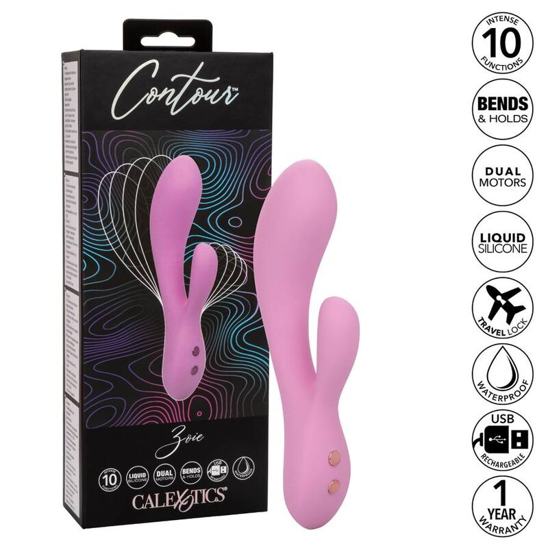 Vibrador Duplo Contorno G Flexível Zoie Rosa