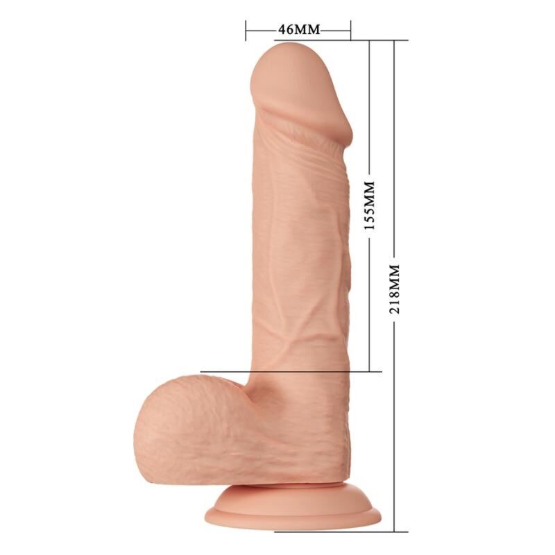 Close-up do BAILE - BELO ENCONTRO Dildo Realístico Flexível Bahamut 21.8 CM Natural mostrando sua textura e características.