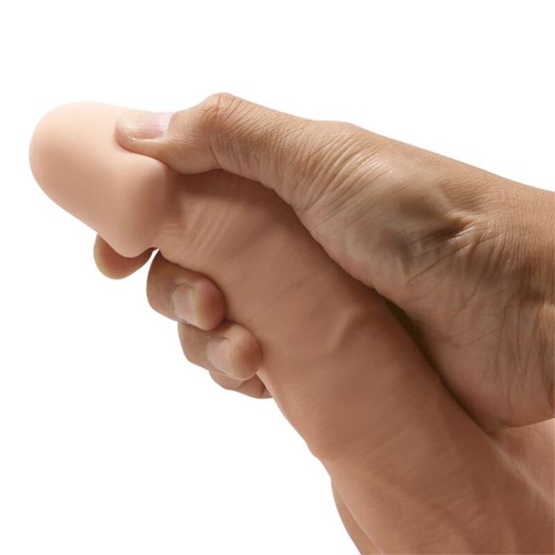 Close-up do BAILE - BELO ENCONTRO Dildo Realístico Flexível Bahamut 21.8 CM Natural mostrando sua textura e características.